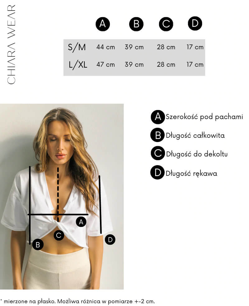 Chiara Wear t-shirt damski twist tabela wymiarów