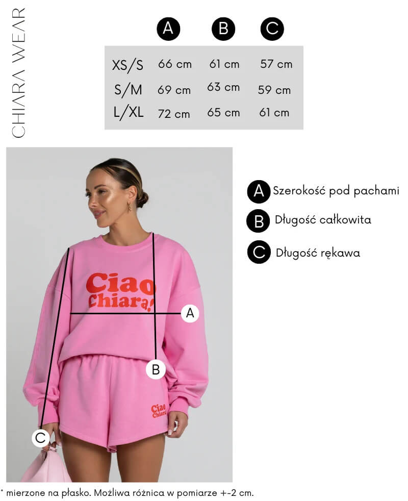 Chiara Wear Oversize Sweatshirt size chart