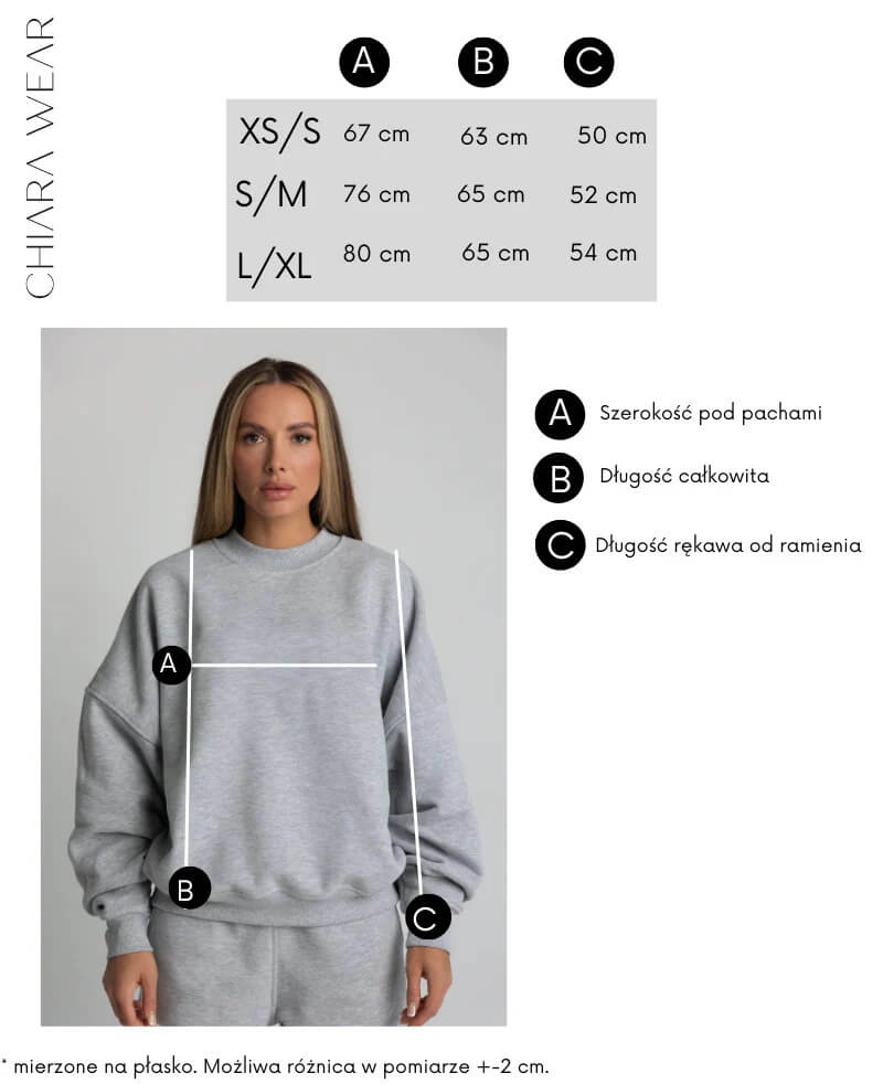 Chiara Wear Oversize Sweatshirt size chart