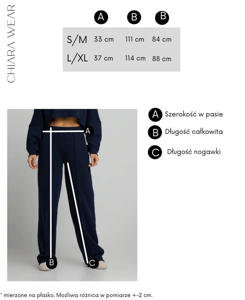 Chiara Wear spodnie damskie szwedy tabela wymiarów