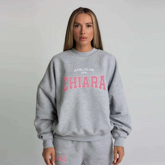 Chiara Wear - Women's Oversize Sweatshirt CHIARA WEAR - gray & pink imprint