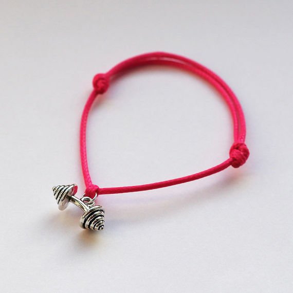 Fit Kolekcja - BENT BARBELL String Bracelet - Neon Pink