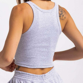 Chiara Wear - Lace Up Front Racerback Crop Tank Top - grey