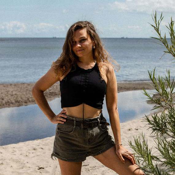 Chiara Wear - Lace Up Front Racerback Crop Tank Top - black