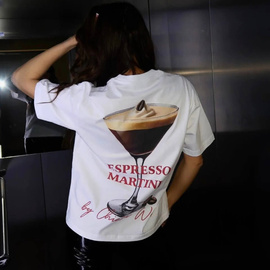 Chiara Wear - T-shirt bawełniany oversize ESPRESSO MARTINI - biały