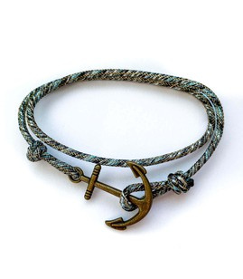 Fit Kolekcja - born2travel - Paracord bracelet ANCHOR bronze & blue