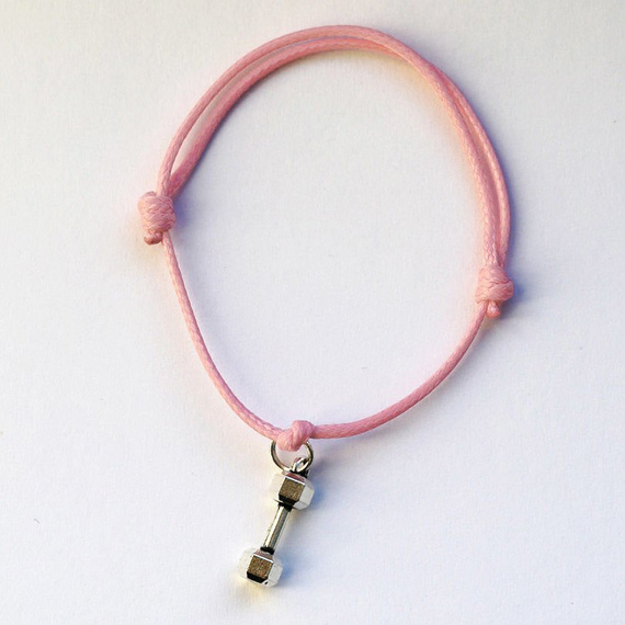 Fit Kolekcja - DUMBBELL String Bracelet - Baby Pink