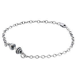 Fit Kolekcja - Set of Oxidised Sterling Silver Jewellery - MINI DUMBBELL Necklace &  MINI DUMBBELL Bracelet