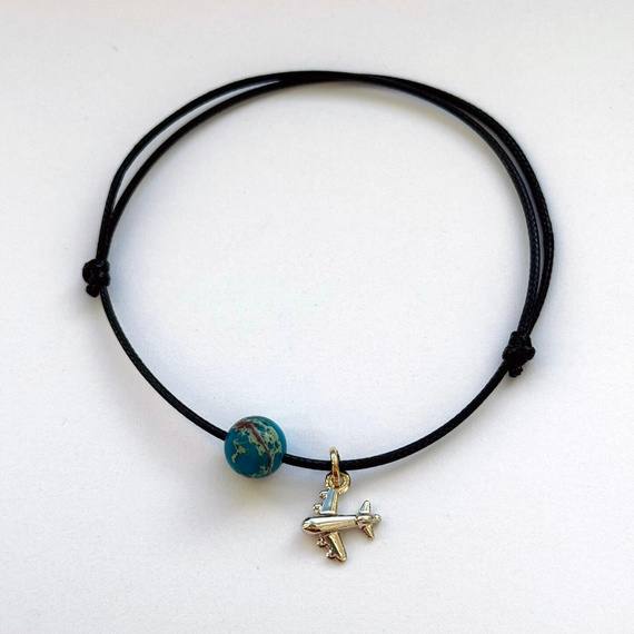 Fit Kolekcja - String Bracelet - Travel the World 01 jasper & plane