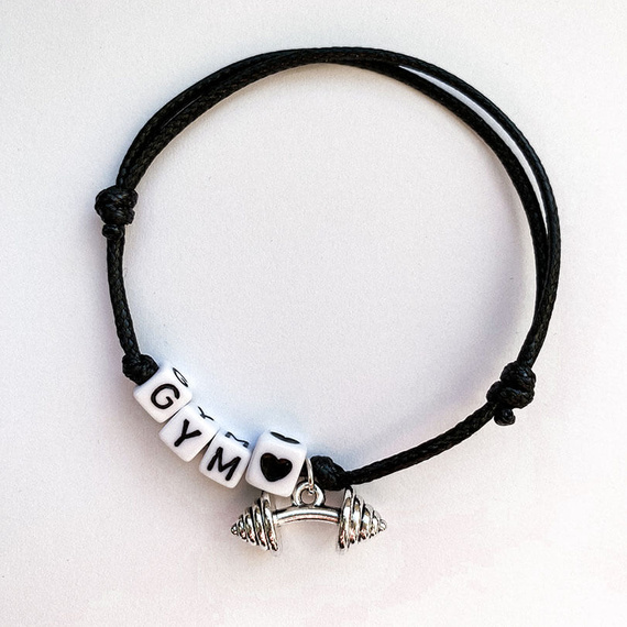 Fit Kolekcja - String Bracelet -  GYM barbell 01 silver