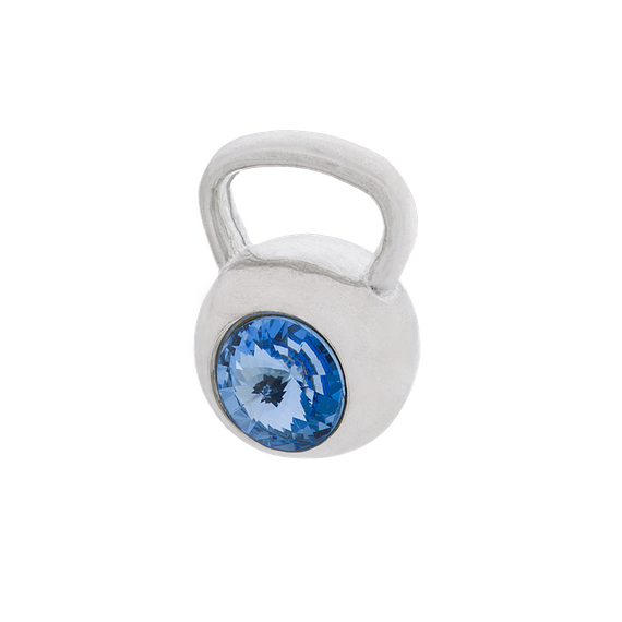 Fit Kolekcja - Zawieszka na łańcuszek srebrny KETTLEBELL SWAROVSKI Light Sapphire