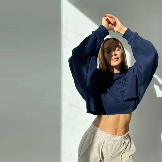 Chiara Wear - Women's SHORT Sweatshirt CALIFORNIA - navy