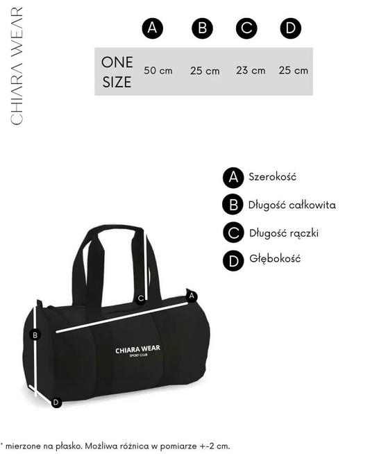 Chiara Wear - Torba sportowa na zamek SPORTS CLUB - czarna