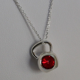 Fit Kolekcja - Sterling Silver Pendant KETTLEBELL SWAROVSKI Light Siam