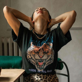 Chiara Wear - T-shirt oversize ROAR - czarny