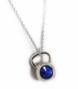 Fit Kolekcja - Sterling Silver Pendant KETTLEBELL SWAROVSKI Sapphire
