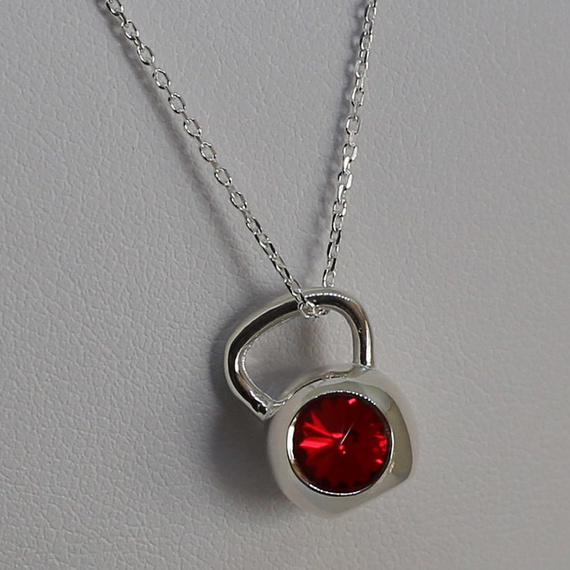 Fit Kolekcja - Sterling Silver Pendant KETTLEBELL SWAROVSKI Light Siam