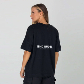 Chiara Wear - T-shirt bawełniany oversize XX BOOBIES - czarny