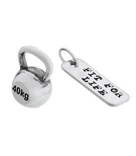 Fit Kolekcja - Srebrne zawieszki na łańcuszek KETTLEBELL 001 / FIT FOR LIFE