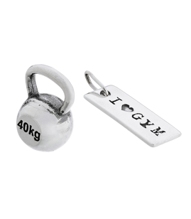 Fit Kolekcja - Set of Two Pendants: KETTLEBELL 001 and I LOVE GYM Charm