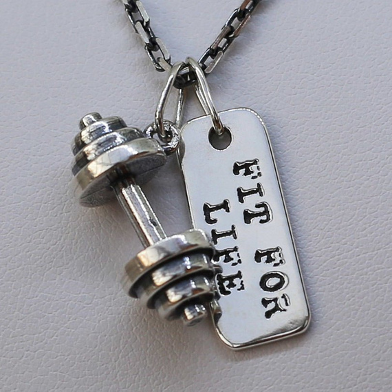 Fit Kolekcja - Set of Two Pendants: DUMBBELL 001 and FIT FOR LIFE Charm