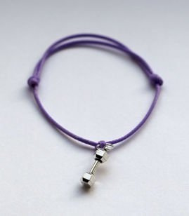 Fit Kolekcja - Bransoletka ze sznurka z hantlem lavender