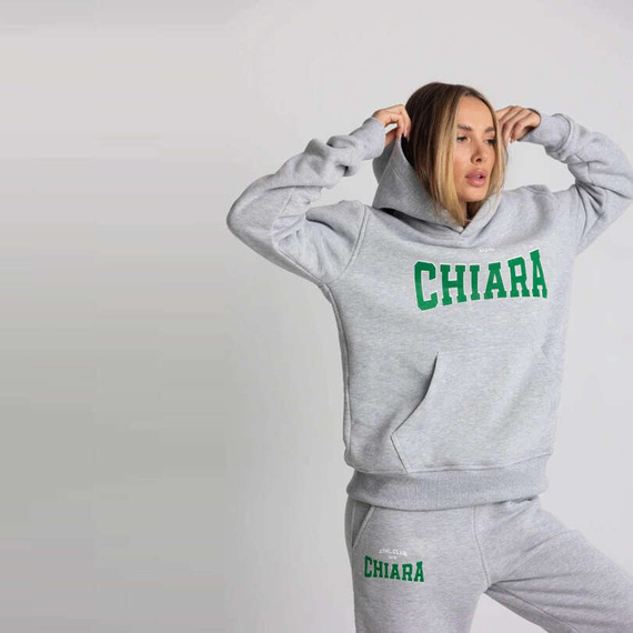 Chiara Wear - Bluza HOODIE nadruk CHIARA skin peach - szara