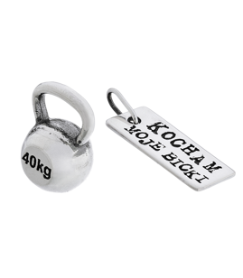 Fit Kolekcja - Set of Two Pendants: KETTLEBELL 001 and I LOVE MY BICEPS Charm