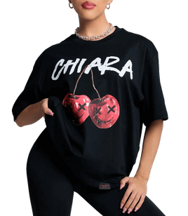 Chiara Wear - T-shirt oversize CHERRY - black