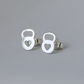 Fit Kolekcja - KETTLEBELL ❤ Earrings Sterling Silver Studs