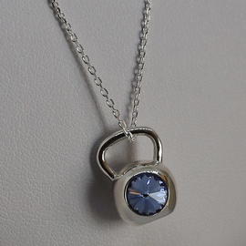 Fit Kolekcja - Sterling Silver Pendant KETTLEBELL SWAROVSKI Light Sapphire