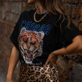 Chiara Wear - T-shirt oversize ROAR - czarny