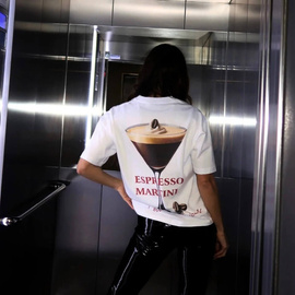 Chiara Wear - T-shirt bawełniany oversize ESPRESSO MARTINI - biały