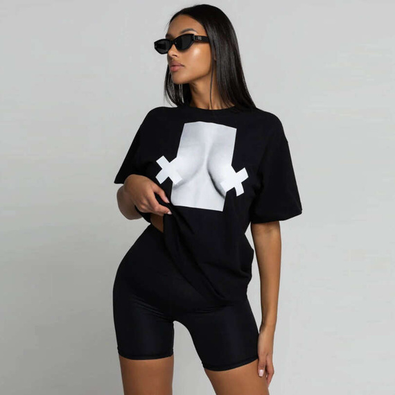 Chiara Wear - T-shirt oversize XX BOOBIES - black