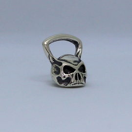 Fit Kolekcja - Oxidised Sterling Silver Pendant SKULL KETTLEBELL