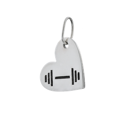 Fit Kolekcja - Oxidised Sterling Silver Pendant HEART AND DUMBBELL 01