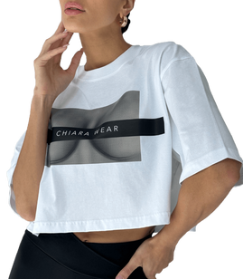 Chiara Wear - T-shirt crop top FREE BOOBIES - white