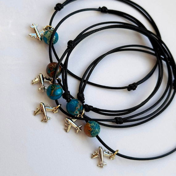 Fit Kolekcja - String Bracelet - Travel the World 01 jasper & plane