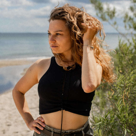 Chiara Wear - Lace Up Front Racerback Crop Tank Top - black