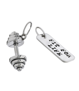 Fit Kolekcja - Srebrne zawieszki na łańcuszek DUMBBELL 001 / FIT FOR LIFE