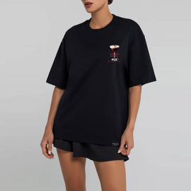Chiara Wear - T-shirt bawełniany oversize ESPRESSO MARTINI - czarny