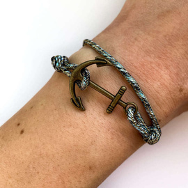 Fit Kolekcja - born2travel - Bransoletka paracord KOTWICA bronze & blue