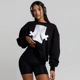Chiara Wear - Bluza damska oversize - czarna NADRUK XX BOOBIES