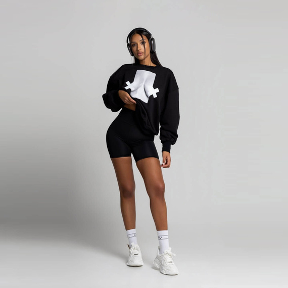 Chiara Wear - Bluza damska oversize - czarna NADRUK XX BOOBIES