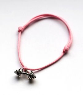 Fit Kolekcja - BENT BARBELL String Bracelet - Baby Pink