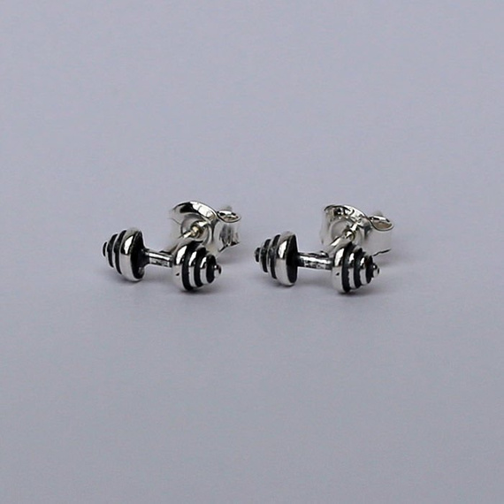 Fit Kolekcja - DUMBBELL Earrings Sterling Silver Studs