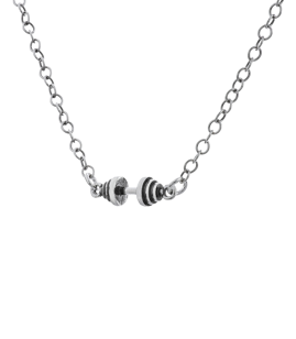 Fit Kolekcja - Naszyjnik ze sztangielką MINI oksydowane srebro