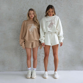 Chiara Wear - Bluza oversize WAFFLE haft TIGER - ecru