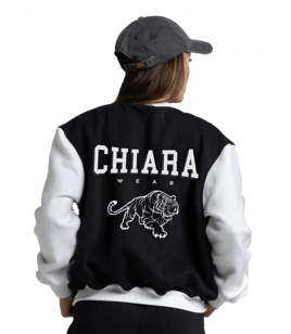 Chiara Wear - Two-colour embroidered baseball jacket CHIARA - black and white