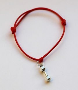 Fit Kolekcja - Bransoletka ze sznurka z hantlem red
